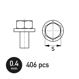 Hexagonal Bolt w/Washer 0.4 mm